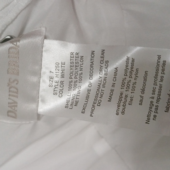 David's Bridal girls White Halter Dress with Turquoise Blue sash bow Sz 7 EUC - Picture 9 of 9